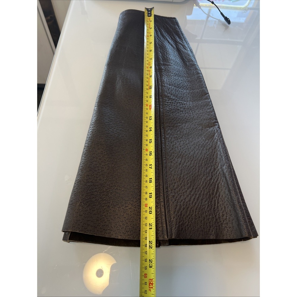 Handmade Vegan Faux Leather Skirt‎ 70's Brown Small Women Raw Hem No Tags - Picture 6 of 8